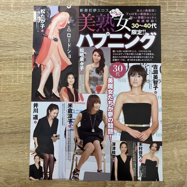 吉瀬美智子 松嶋菜々子 松たか子 米倉涼子 井川遥 深津絵里 高岡早紀 永作博美 檀れい 鶴田真由 平子理沙☆切り抜き1枚