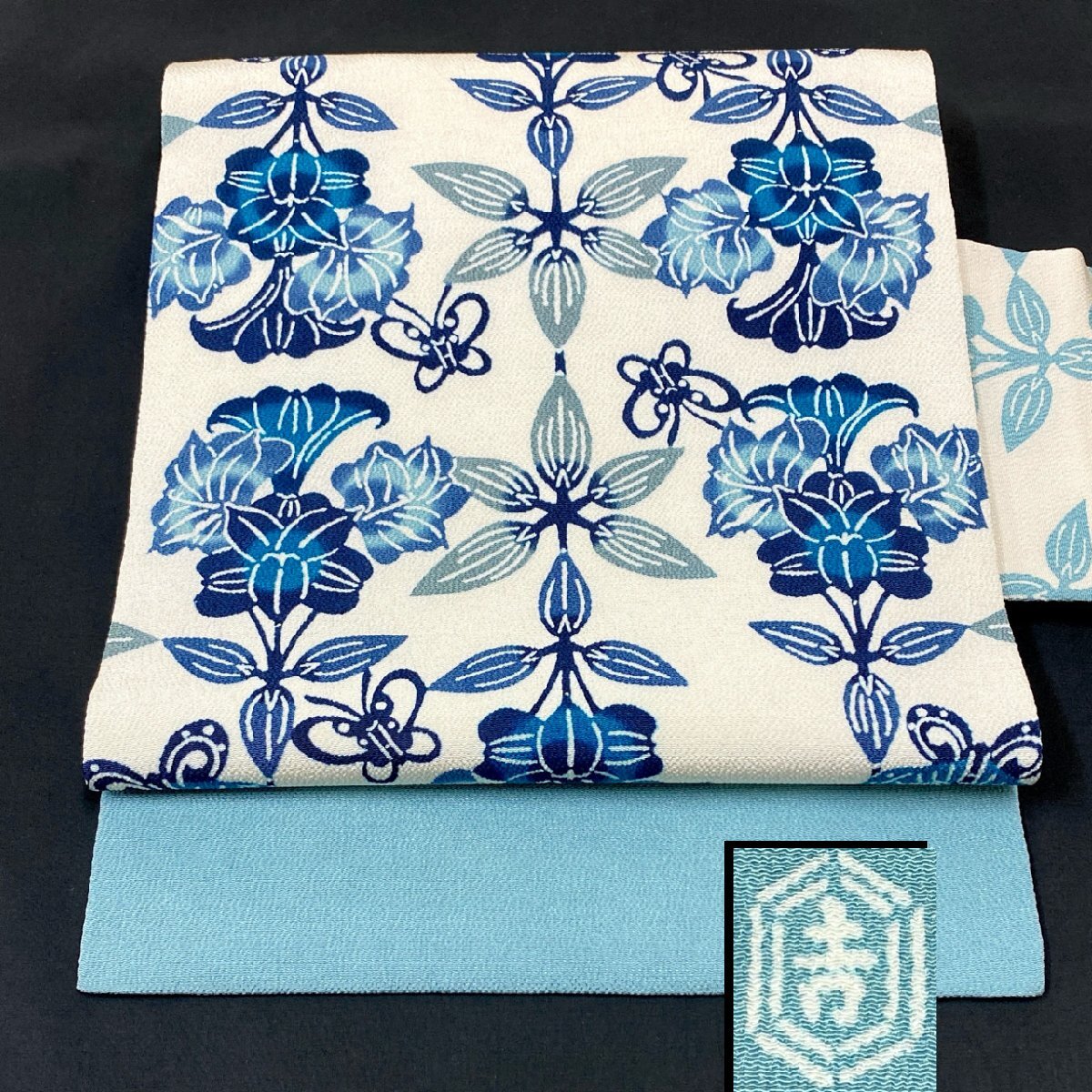 江戸紅型 全通 染帯 九寸名古屋帯 未使用品 ペイズリー 配 正絹
