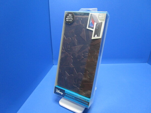 PGA マルチスマートフォン用 タテ型スリーブ 手帳型ケース ベルトに掛けられる ウエストポーチ Premium Style ミッキーマウス/ブラウン