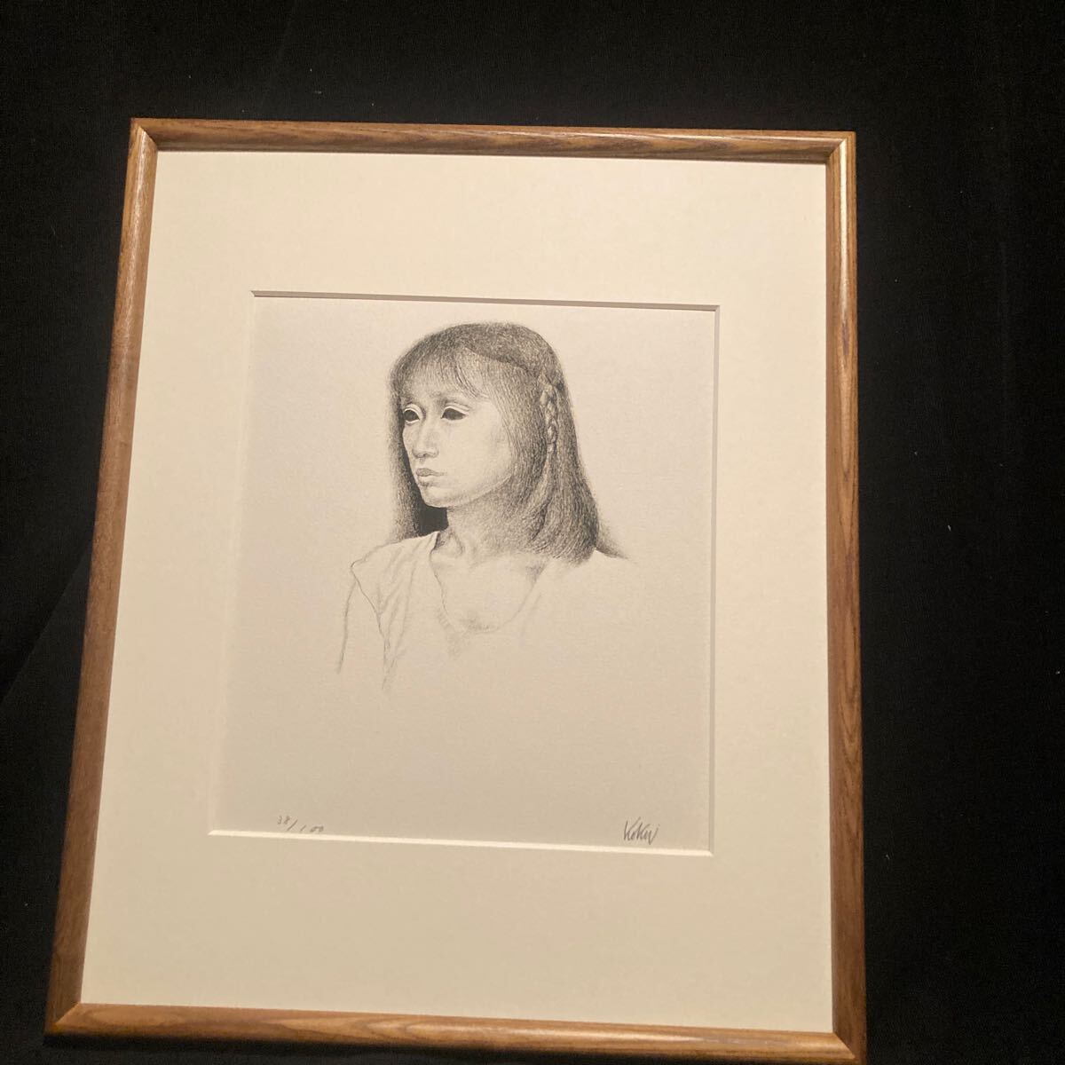 【真作】版画　キャシー・ジェイコブセン　リトグラフ　羊飼いの少女　U142 真作】版画 キャシー・ジェイコブセン リトグラフ 羊飼いの少女