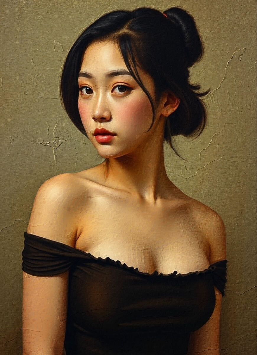 最高傑作・本物のアート作品・油絵風の人物画】美しくセクシーな