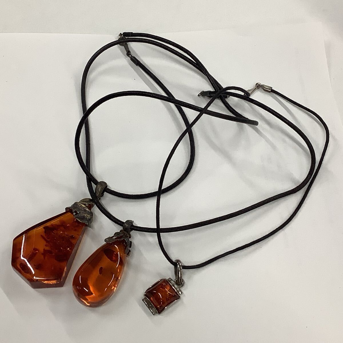 大粒琥珀ペンダントトップ3点まとめ売りK14 K18