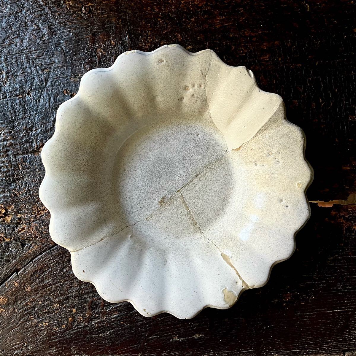 17c アンティーク デルフト リム皿 金継ぎ 古美術 骨董 17世紀 オランダ デルフト白釉皿 / the Netherlands 17th C. | t