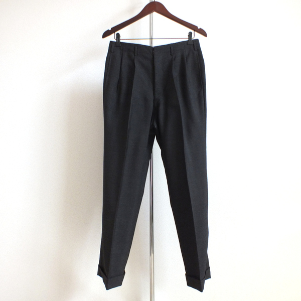 Japan Vintage ウールスラックス M相当 メンズ パンツ ボトムス センタープリーツ ビンテージ ヴィンテージ クラシック 黒茶灰 60s 70s 80s