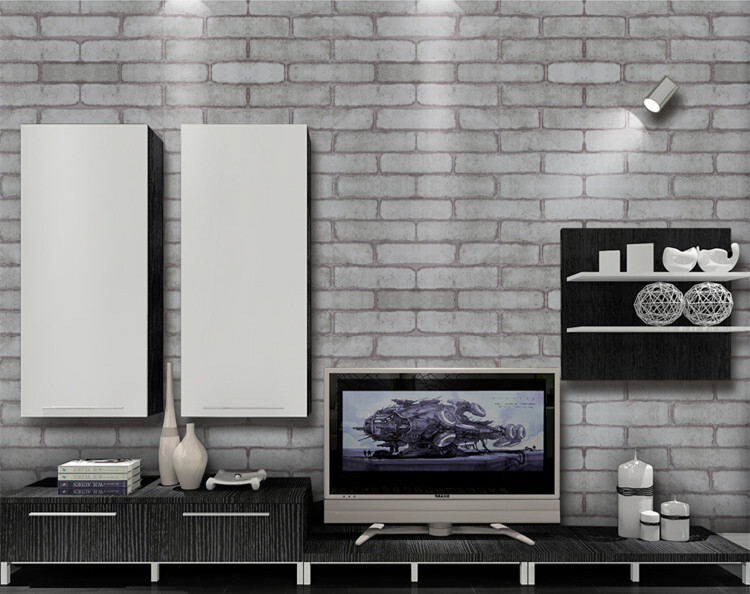 DIY 壁紙　シール　レンガ　ホワイト グレー　かんたん貼付シール　45cm×1