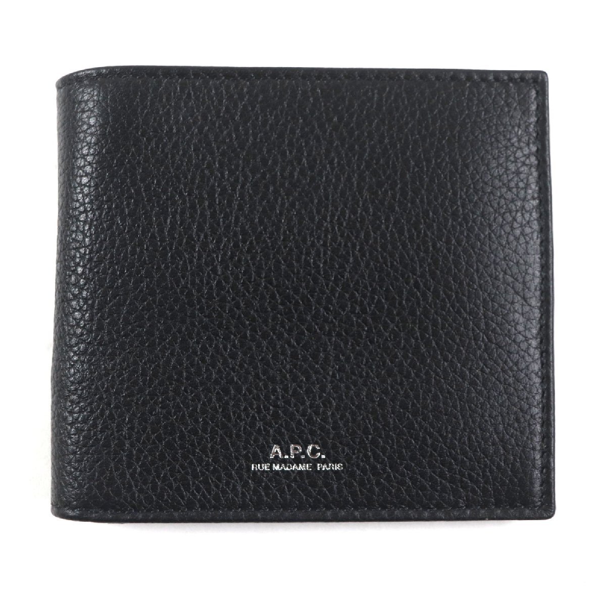 新品未使用　A.P.Cブラックレザーウォレット財布 関送無料 A.P.C. レザーウォレット 財布 二つ折り財布 ブラック