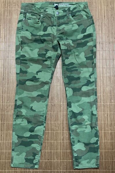 ☆GAP ギャップ ストレッチ スキニー デニム パンツ 迷彩 グリーン カモフラ W69