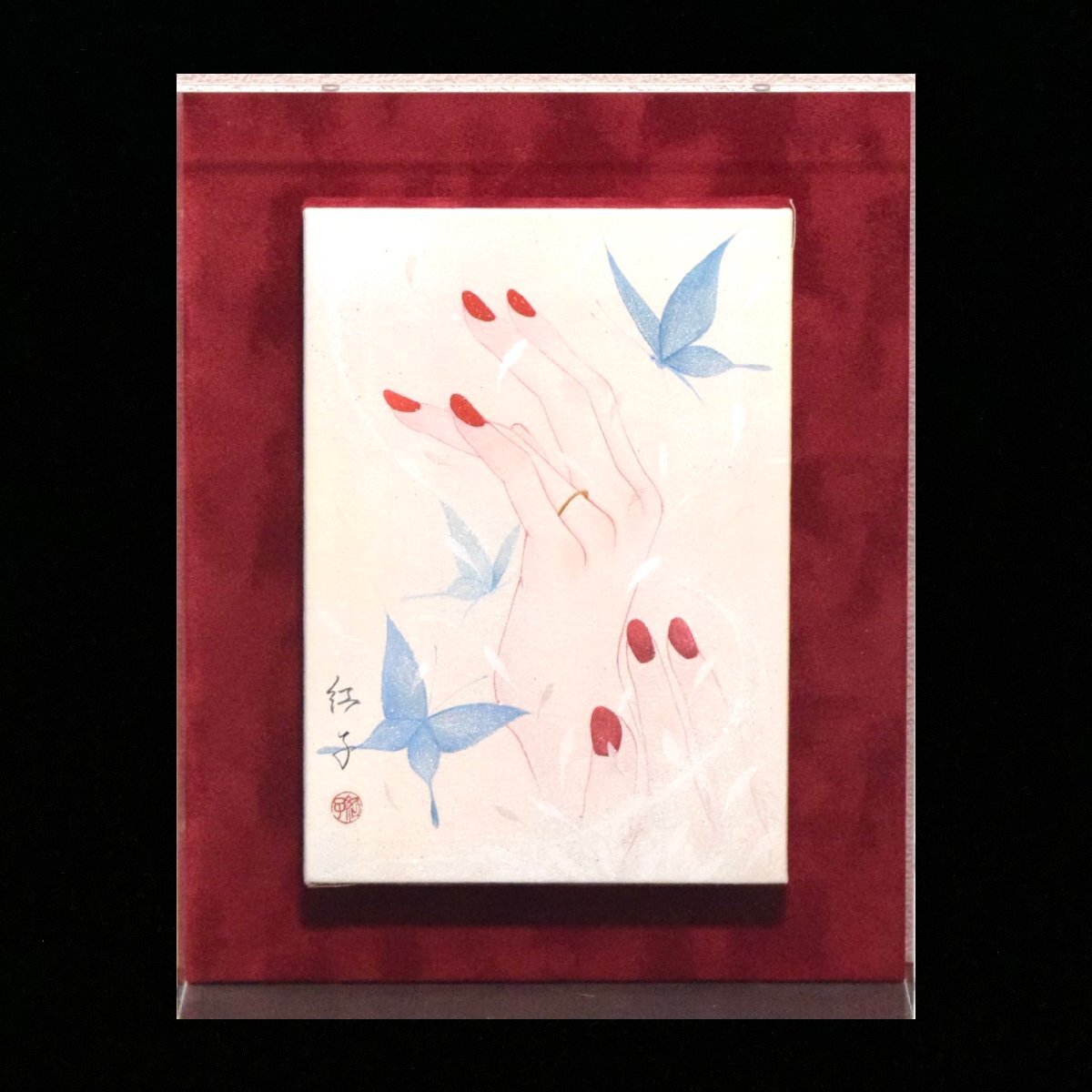 丁子紅子　販売価格以下！　儚紅月　日本画　真作　本物　新品未使用品！ 丁子紅子 販売価格以下！ 儚紅月 日本画 真作 本物 新品未使用品