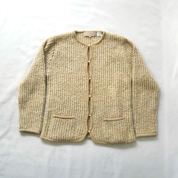 80s beige acrylic rib knit cardigan 80年代 アクリル リブニット ベージュ カーディガン vintage ヴィンテージ