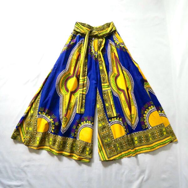 80s vintage african batik wide pant 80年代 ヴィンテージ アフリカンバティック リボン付き ワイドパンツ ワイドパンツ 古着