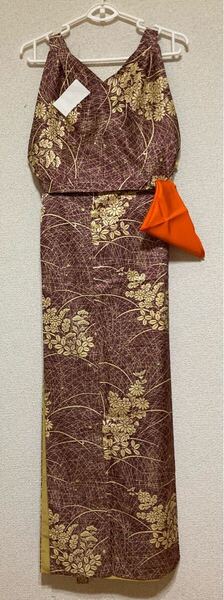 新品 二部式 茶道 稽古 着物 和風 エプロン kimono apron エンジ リメイク ハンドメイド エンジ 懐紙 ふくさ 袱紗