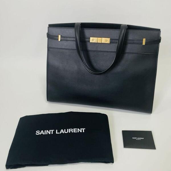 【正規品/新品】SAINT LAURENT サンローラン MANHATTAN マンハッタン ショルダーバッグ ゴールド金具 カーフレザー 黒 ラージ 40cm