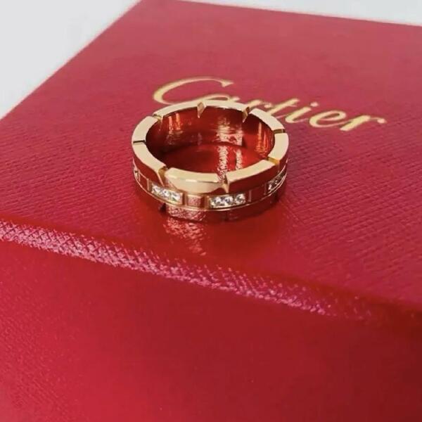 Cartier カルティエ リング 指輪 タンクフランセーズ ハーフダイヤリング K18PG ピンクゴールド 洗浄艶出し済み