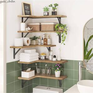 コーナーシェルフ 五階 5個セット L型ウォールラック 41×15×29 ライトブラウン 壁掛け棚 収納 木製板 おしゃれ 多機能