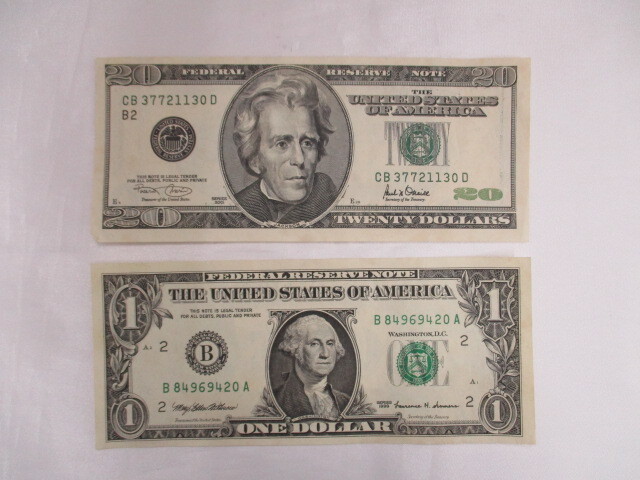 米ドル 紙幣 20ドル札 10ドル札 1ドル札 計87ドル おまとめ 旧