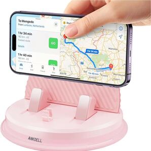 車載 スマホホルダー 【令和7年最強型】 置くだけ 車 ホルダー シリコン製 滑り止め 360度回転 片手操作 安定性拔群ピンク)