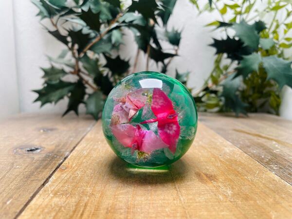 水中花シフトノブ 花珠 折り鶴と桜 グリーン