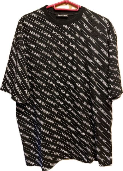 正規 19SS BALENCIAGA バレンシアガ DEMNA GVASALIA デムナ ヴァザリア ALL OVER LOGO 総柄 ロゴ クルーネック Tシャツ 黒 S 570805 TEV54