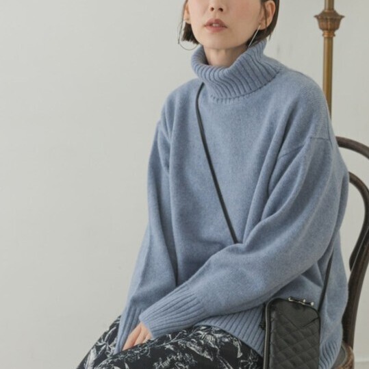 FbyROSSO 長袖 タートルネック ニット エフバイロッソ ハミルトンラムズウール 22AW フリーサイズ オーバーサイズ ゆったり