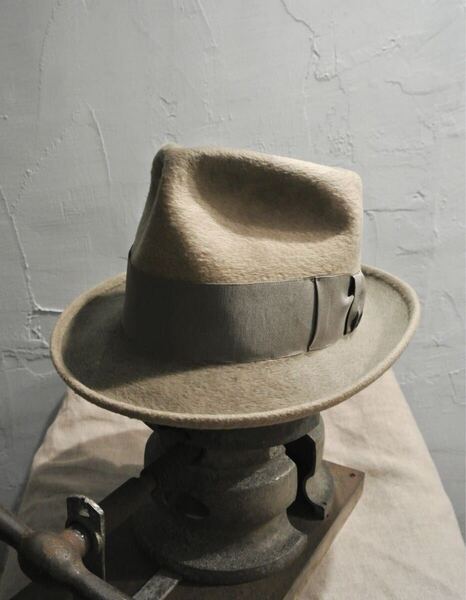 10s Vintage stetson Clear Nutria 1/4 58cm ヴィンテージ ステットソン アンティーク ロングヘア グレージュ シルバーベリー ベージュ