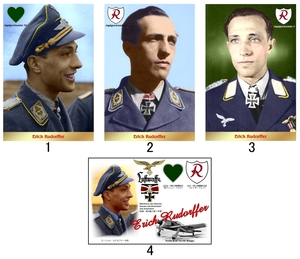 送料込み)ドイツ空軍エース エーリッヒ・ルドルファー少佐 ポートレート(①~④) 撃墜王 フォッケウルフ Fw190A