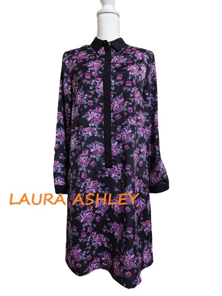 新品同様☆ローラァアシュレイ ワンピース 花柄 長袖 M LAURA ASHLEY