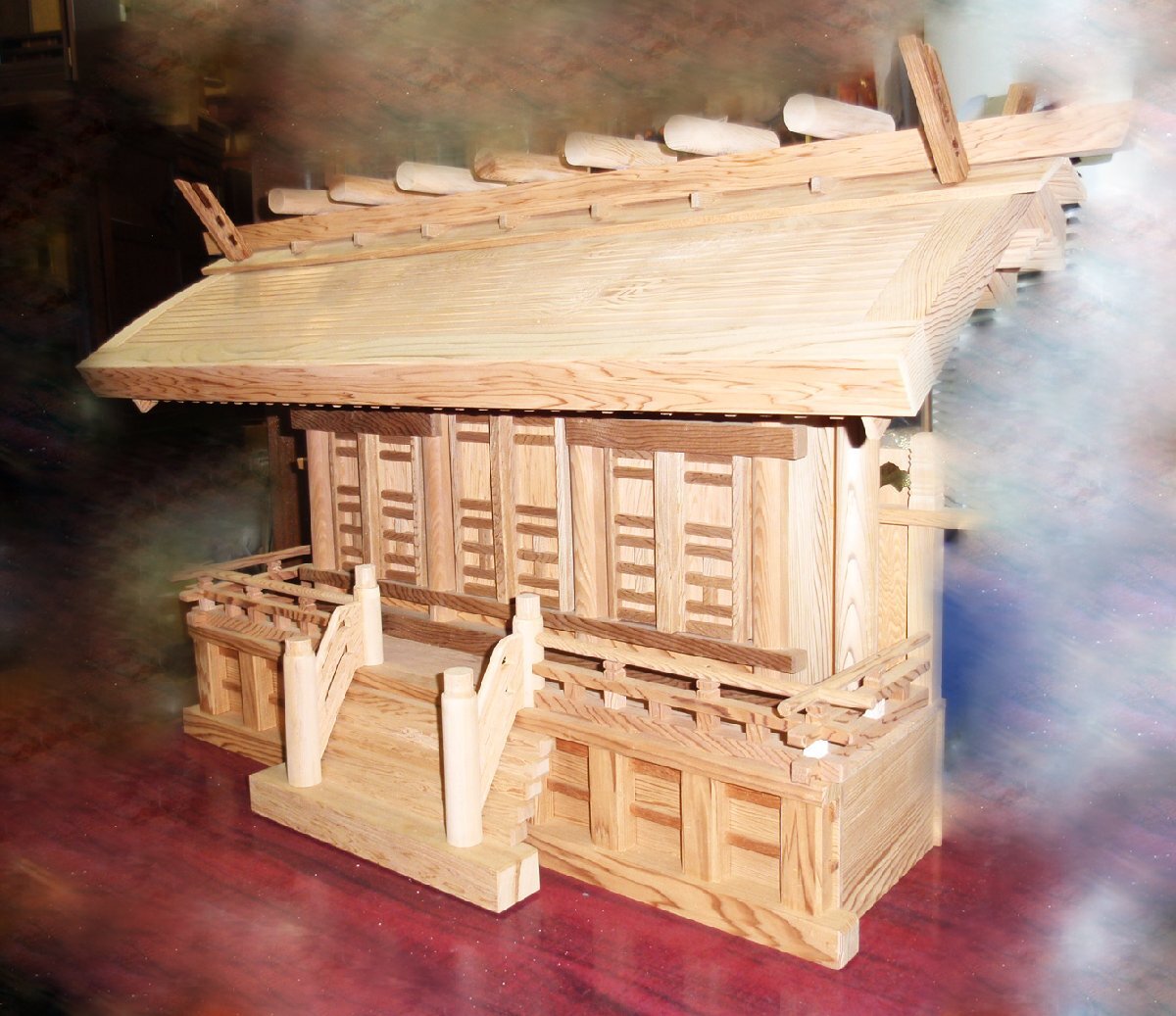 ◇24◇ ☆値下☆ ◇国産品 天然屋久杉 無垢材 三社宮 太鼓屋根 2 ◇24◇ ☆値下☆ ◇国産品 天然屋久杉 無垢材 三社宮 太鼓屋根 2