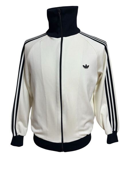 ★送料無料、即決 80s adidas アディダス デサント製 トラックジャケット ホワイト ブラック 4号★