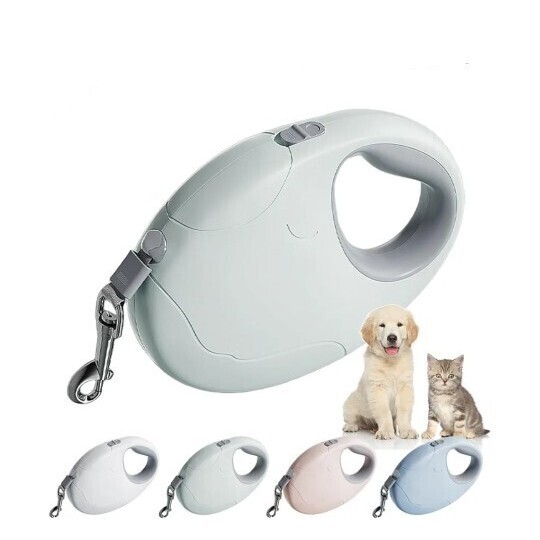 伸縮リード 犬 ロングリード 猫 5m 荷重40kg コンパクト ロック機能 片手で簡単操作 巻きつき防止 高強度材料 噛み切れ防止 丈夫 耐久