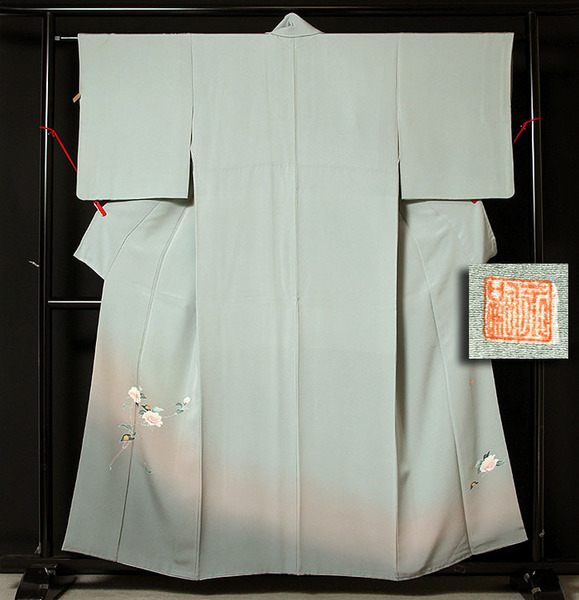 ■7702■ 正絹附下 京加賀友禅 花枝文 お茶席用 作家物 美品