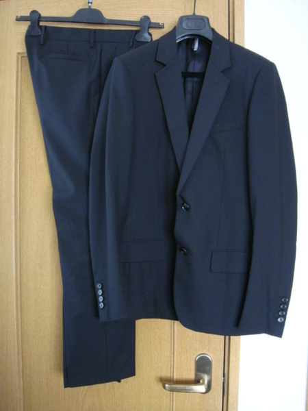 Dior HOMME ディオールオム セットアップスーツ ノッチドラペル テーラードジャケット スラックスパンツ シンプル 無地 黒 ブラック 44