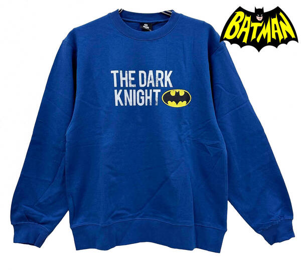 新品 M ★ BATMAN バットマン メンズ トレーナー スウェット ブルー ダークナイト スーパーヒーロー DCコミックス ワーナーブラザーズ