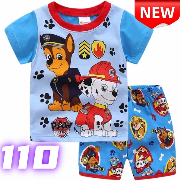 【新品】パウパトロール 子供パジャマ 上下セット 半袖Tシャツ&ショートパンツ 男の子 キッズルームウェア 110cm 春夏秋 部屋着 綿