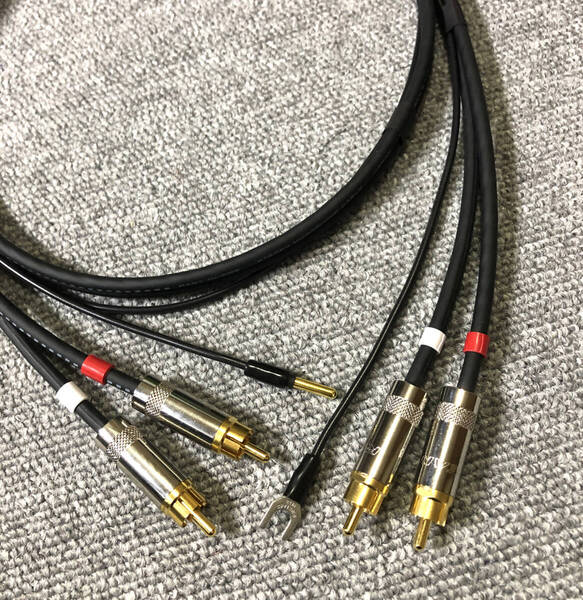 ★自作★ Technics SL-10用 RCAフォノケーブル+アース線 120cm