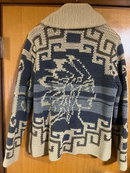 週末クーポン推奨 送料込み 名作 RRL ショールカラー カーディガン インディアン Mサイズ ダブルアールエル
