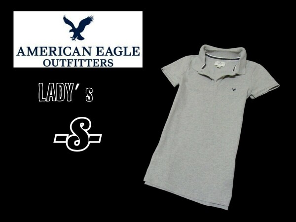 送料込み レディースS◇AMERICAN EAGLE OUTFITTERS◇半袖ポロシャツ gray