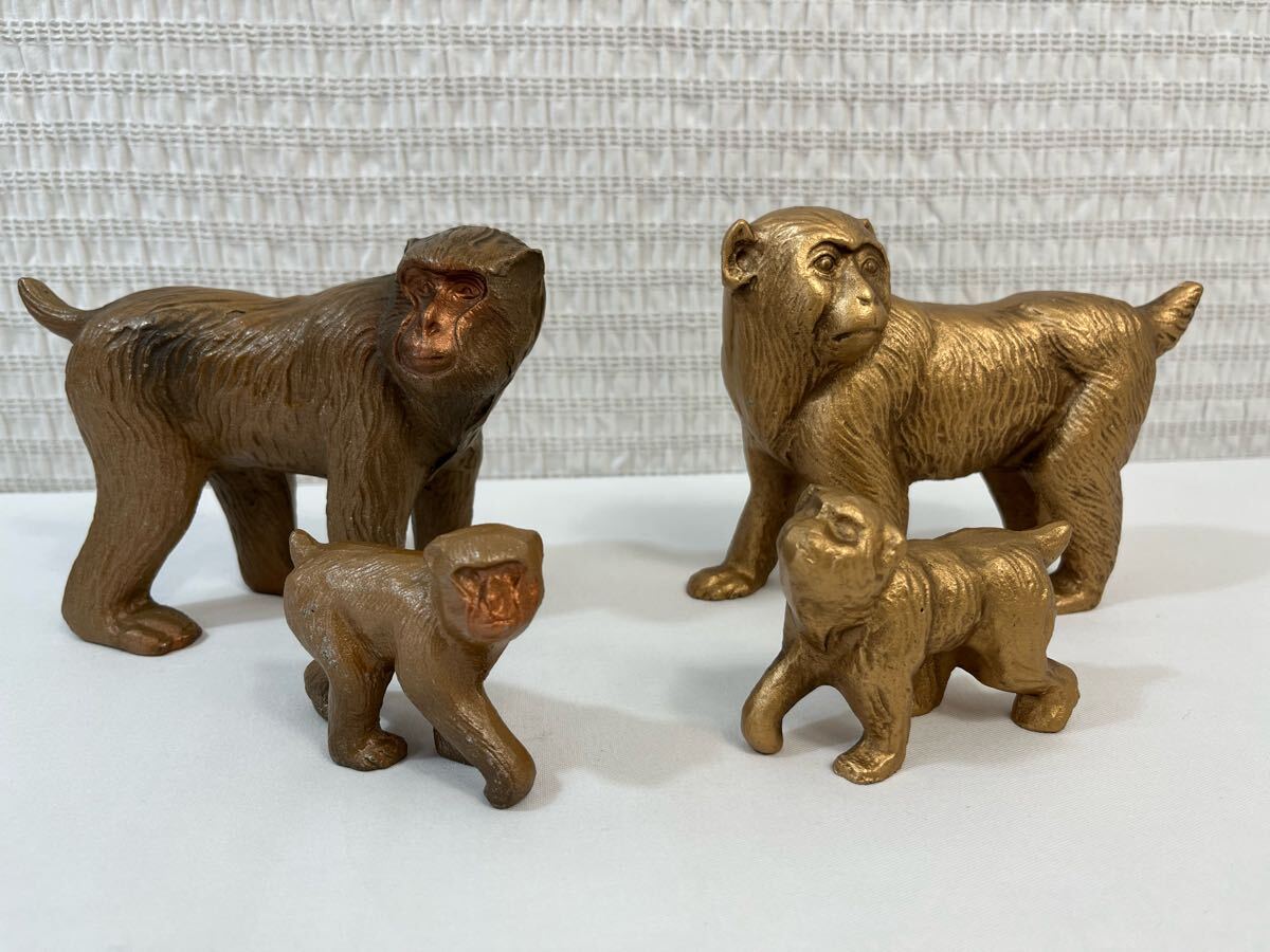 高速 割引 2025 西日本 動物4体セット ブロンズ像 金属工芸 ビンテージ雑貨 鶏 猪 猿 犬 工芸品