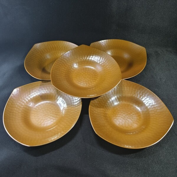 茶道具 玉川堂茶托 鎚起銅器 打ち出し 燕三条無形文化財 未使用美品 旧家蔵出