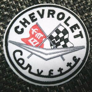 《白円CCアメ車》◆新品シボレー コルベット Chevrolet Corvette 刺繍ワッペン■サバゲー ミリタリー ファッション■洋服・衣類・衣服DIY
