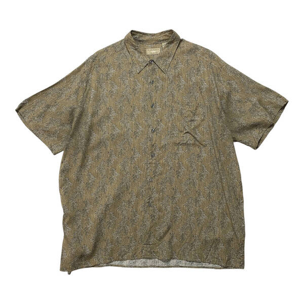 USA 古着 NATURAL ISSUE ナチュラルイシュー レーヨン アロハシャツ ハワイアンシャツ バンブー柄 メンズXL オリーブ系 BF2396