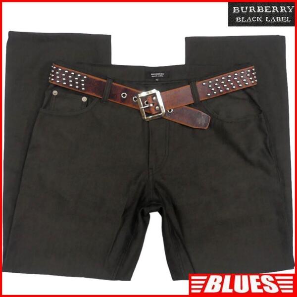 即決★BURBERRY BLACK LABE★32位 パンツ 廃盤 バーバリーブラックレーベル メンズ 82 黒 ナイロン 三陽商会 刺繍