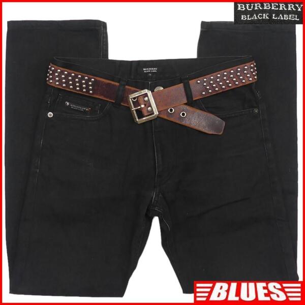 即決★BURBERRY BLACK LABE★W30位 パンツ スリムストレート 廃盤 バーバリーブラックレーベル メンズ 73 黒