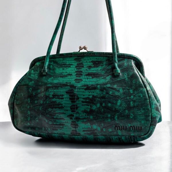 00s Miu Miu Archive Leather Python Bag 蛇 ミュウミュウ アーカイヴ パイソン レザー がま口 トートバッグ バッグ