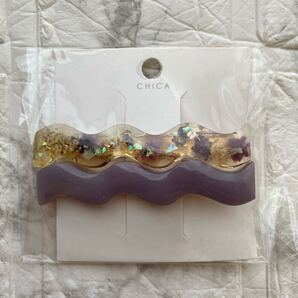 新品 未使用《3COINS》フラワーナミナミクリップ ヘアピン 紫 パープル ドライフラワー
