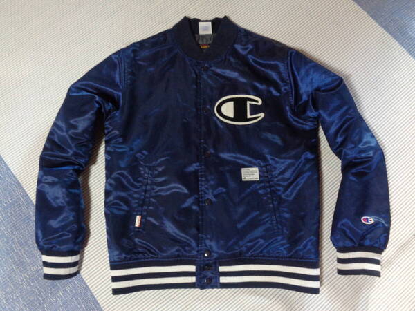 M/ナノユニバースnano universe×チャンピオンChampion×レットイットライド/スタジャン/ブルゾン/裏地キルティング/ネイビー紺