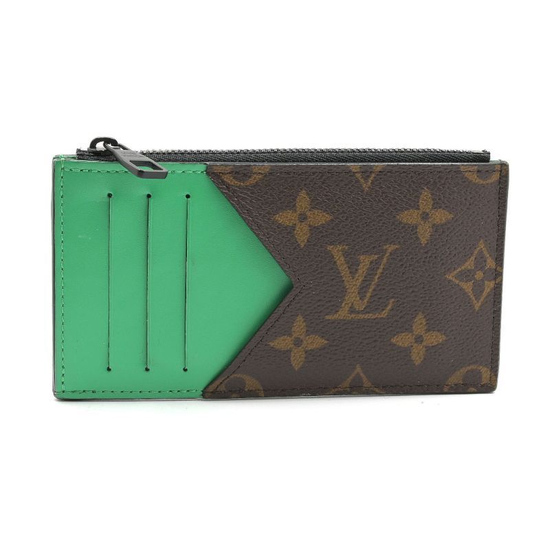 ルイヴィトン コインカードホルダー M82913 モノグラムマカサー ヴェール コインケース カードケース 小銭入れ グリーン 中古 送料無料