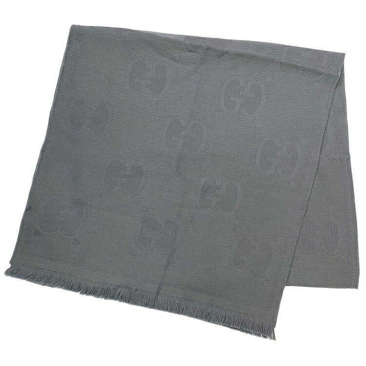 グッチ ストール グレー GGパターン 573682 未使用 美品 ウール Sラ