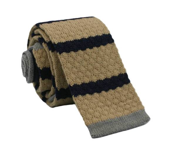 【新品】送料無料 Helios WOOL MARINE BORDER KNIT TIE BEIGE・ニットタイ・メンズ・ビジネス・フォーマル・カジュアル・冠婚葬祭