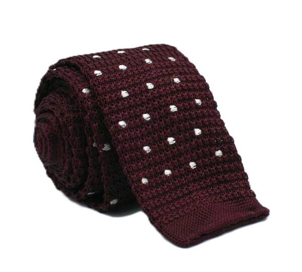 【新品】送料無料 Helios SMALL DOT SILK KNIT TIE WINE・ニットタイ・シルク・メンズ・ビジネス・フォーマル・カジュアル・冠婚葬祭