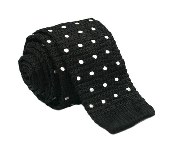 【新品】送料無料 Helios SMALL DOT SILK KNIT TIE BLACK・ニットタイ・シルク・メンズ・ビジネス・フォーマル・カジュアル・冠婚葬祭
